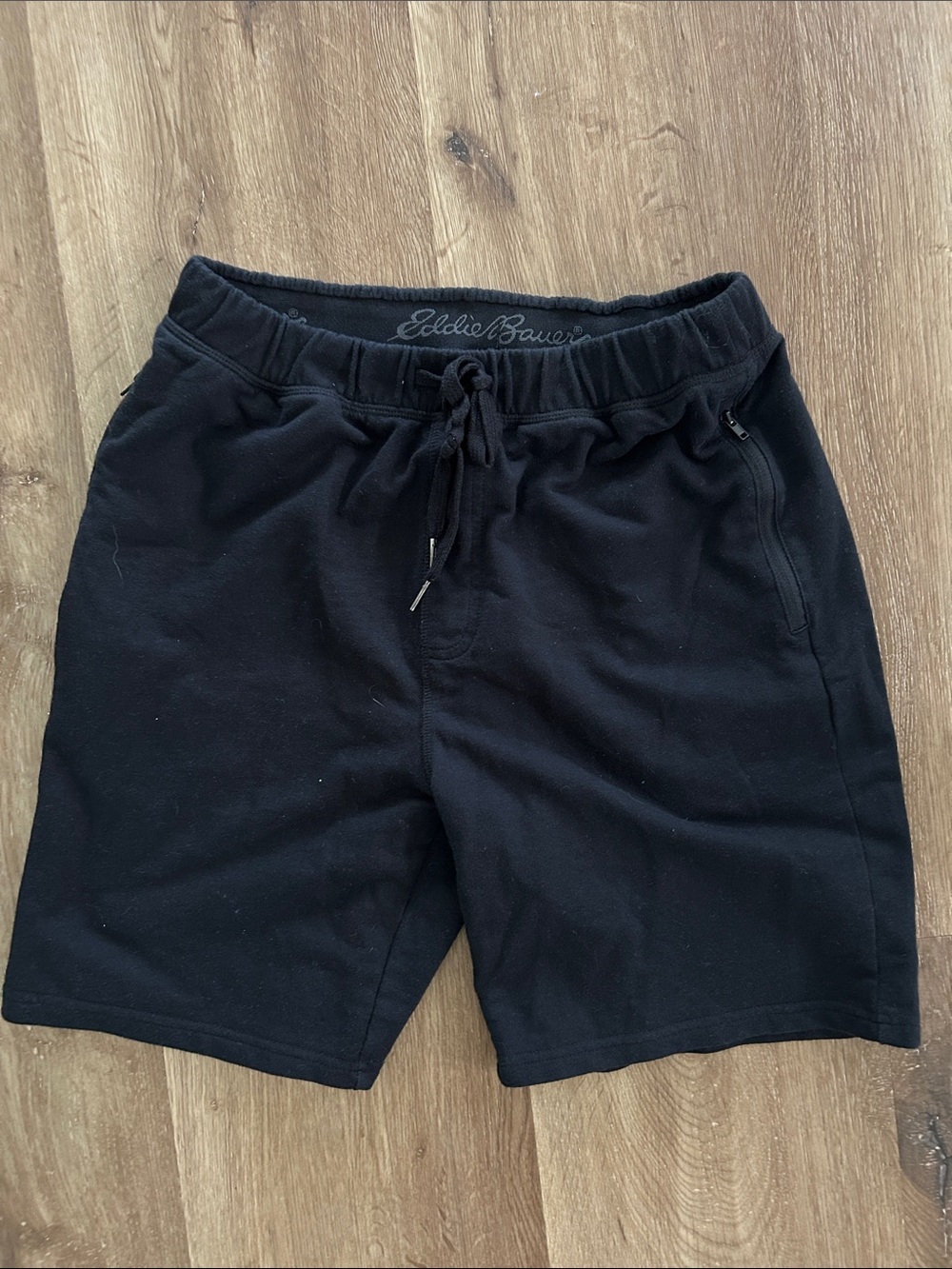 Eddie Bauer Black Athletic Drawstring Shorts cotton/poly blend